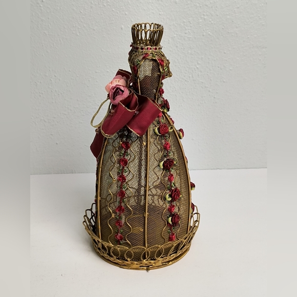 Victorian Wire Dress Tea Light Candle Holder Old Gold Tone - Picture 4 of 14